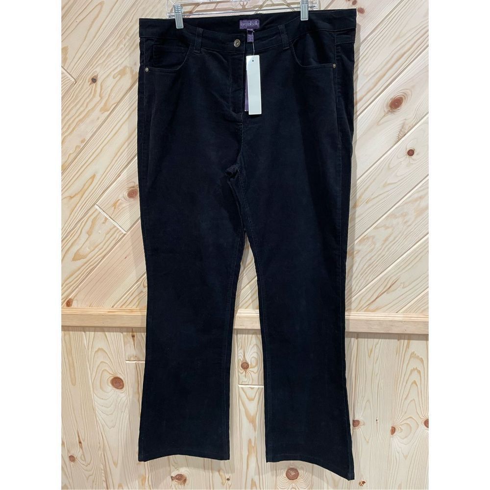 Long Tall Sally Womens Corduroy Pants Bootcut 5 Pocket Mid Rise Black Size 16